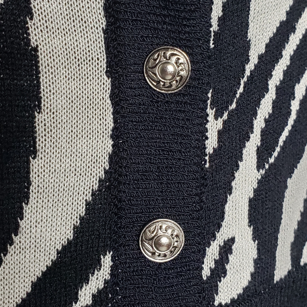 St. John Sport Dress Extra Large Knit Sleeveless Black White Zebra Collared Wool - Picture 3 of 15